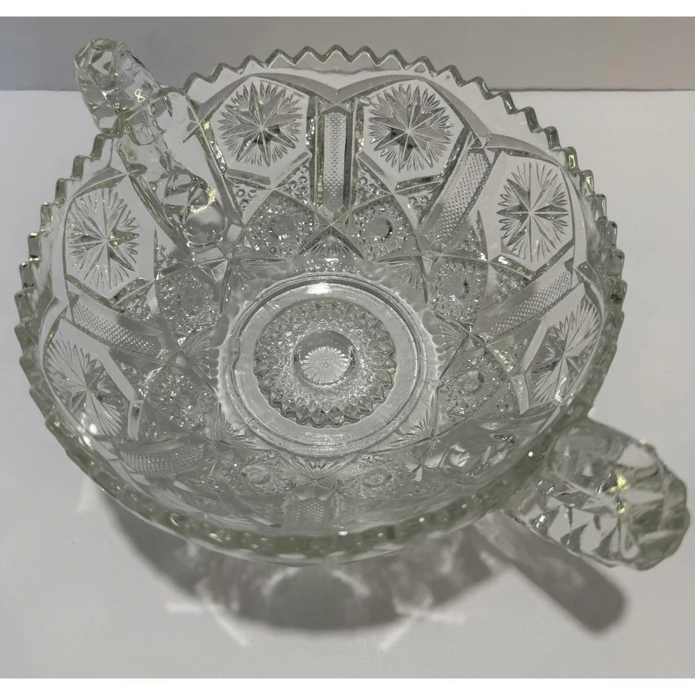 VINTAGE Imperial Glass EAPG‎ Handled Nappy Mogul Variant Clear 2 Handle Bowl